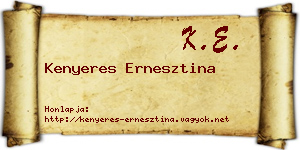Kenyeres Ernesztina névjegykártya